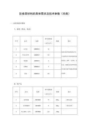 饮食原材料的具体需求及技术参数肉类.docx
