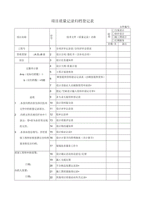 项目质量记录归档登记表.docx