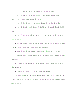 运输企业专职安全管理人员安全生产责任制.docx