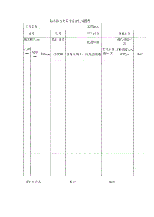 钻芯法检测芯样综合柱状图表.docx
