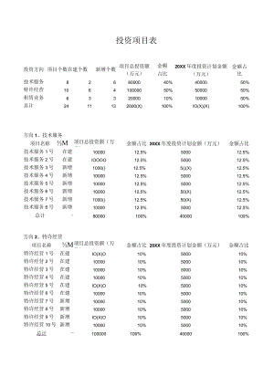 投资项目表.docx