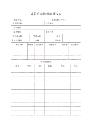 建筑公司培训班报告表.docx