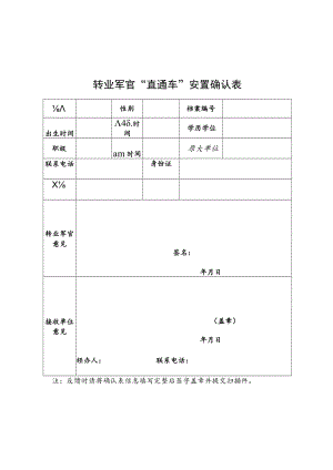 转业军官“直通车”安置确认表.docx