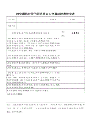 工贸行业重大安全事故隐患检查表汇编（根据2022版重大生产安全事故隐患判定标准编制）.docx