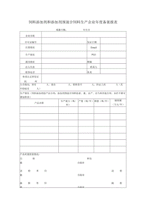饲料添加剂和添加剂预混合饲料生产企业年度备案报表.docx