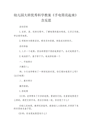 幼儿园大班优秀科学教案《手电筒亮起来》含反思.docx
