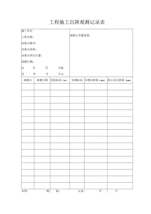 工程施工沉降观测记录表.docx