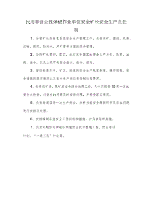 民用非营业性爆破作业单位安全矿长安全生产责任制.docx