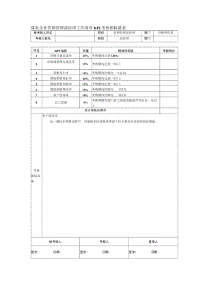 煤炭企业营销管理部经理工作绩效KPI考核指标量表.docx