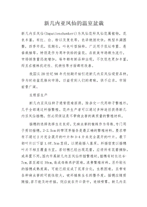 新几内亚凤仙的温室盆栽.docx