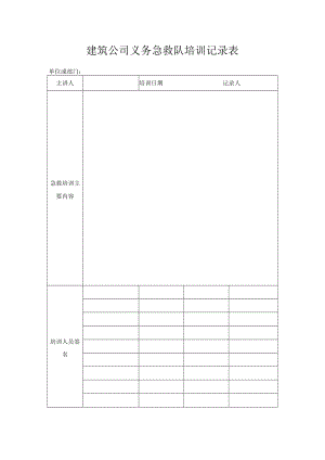 建筑公司义务急救队培训记录表.docx