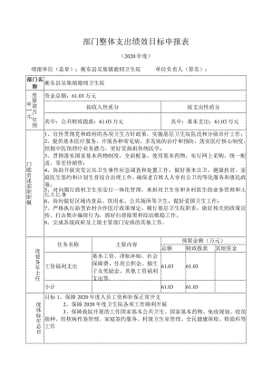 部门整体支出绩效目标申报020年度.docx