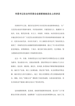 市委书记在全市民营企业家新春座谈会上的讲话.docx