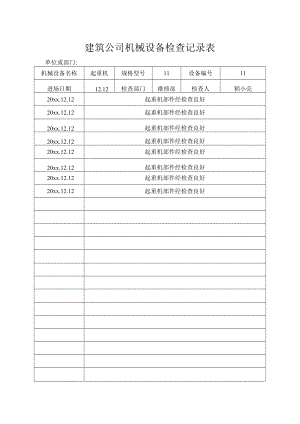 建筑公司机械设备检查记录表.docx