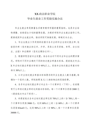 XX政法职业学院毕业生就业工作奖励实施办法.docx