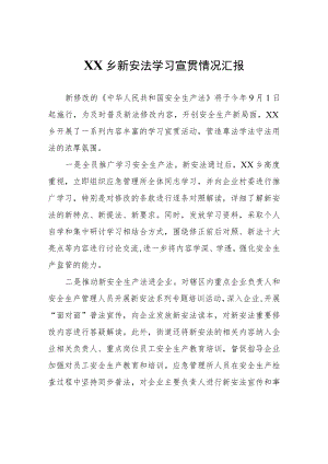 XX乡新安法学习宣贯情况汇报.docx