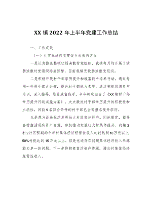 XX镇2022年上半年党建工作总结.docx