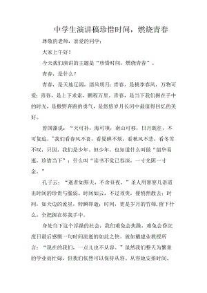 中学生演讲稿珍惜时间燃烧青春.docx