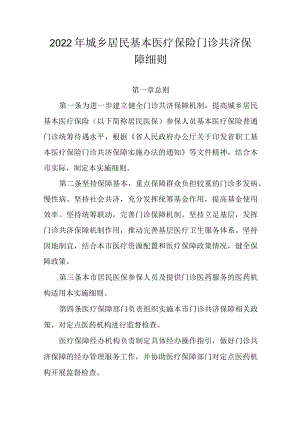 2022年城乡居民基本医疗保险门诊共济保障细则.docx
