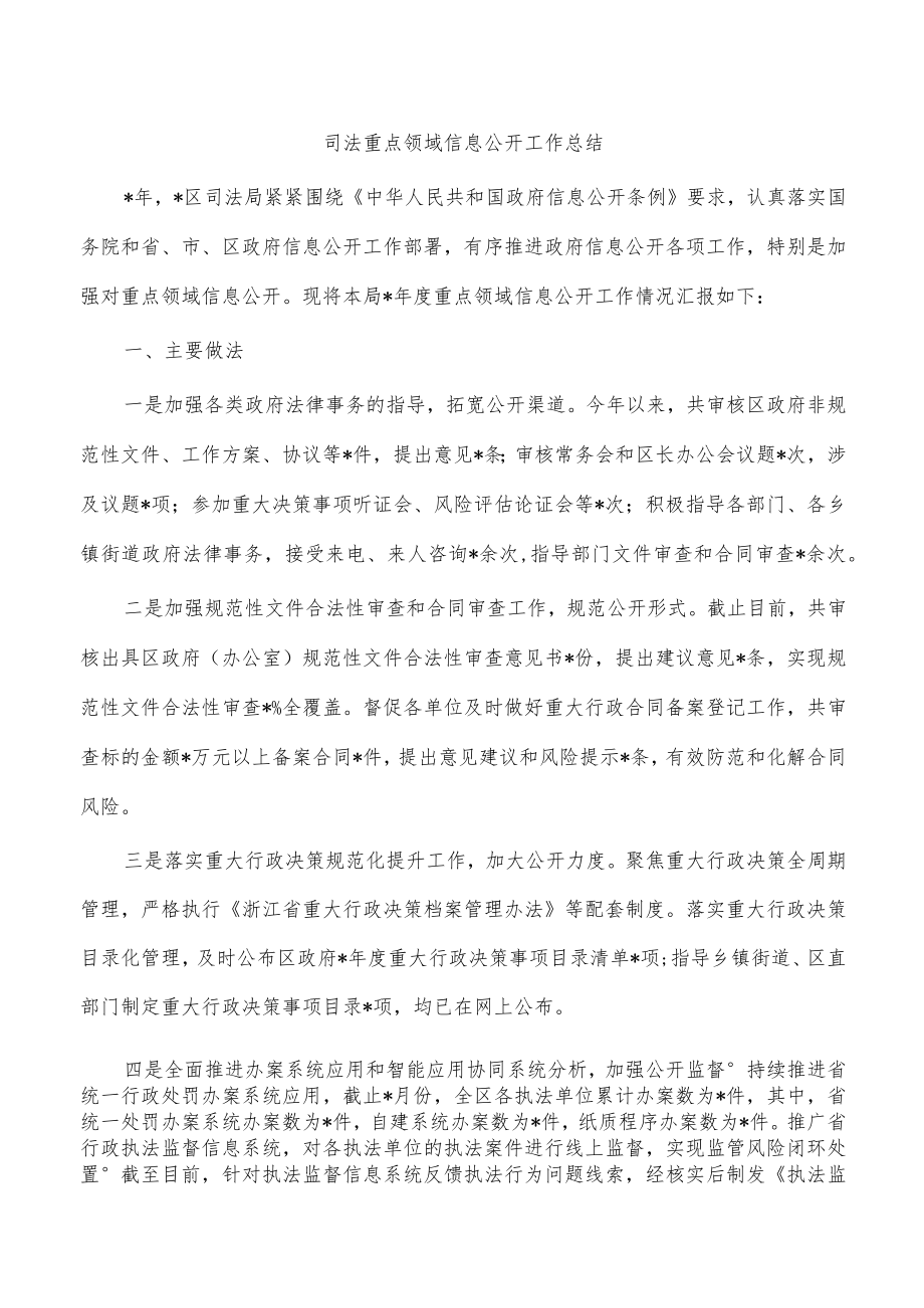 司法重点领域信息公开工作总结.docx_第1页