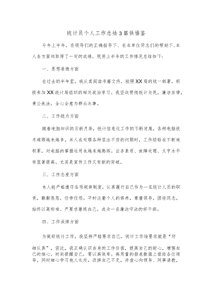 统计员个人工作总结3篇供借鉴.docx