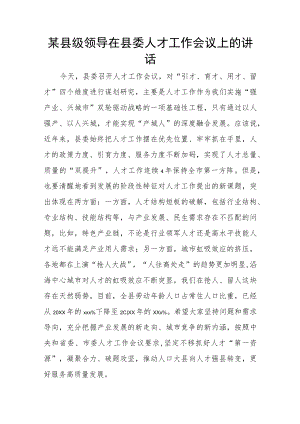 某县级领导在县委人才工作会议上的讲话.docx