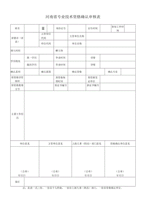 河南省专业技术资格确认审核表.docx