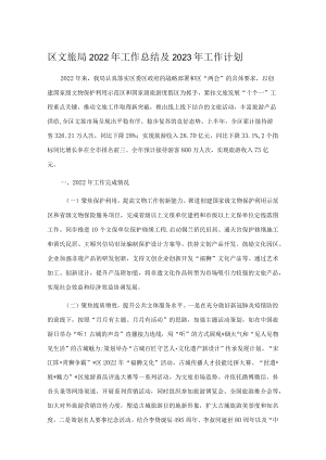 区文旅局2022年工作总结及2023年工作计划.docx