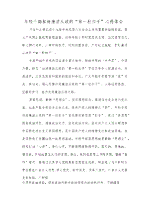 年轻干部扣好廉洁从政的“第一粒扣子”心得体会.docx