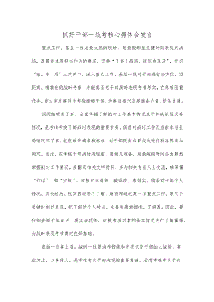 抓好干部一线考核心得体会发言.docx