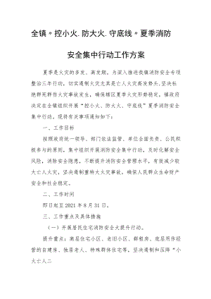 全镇“控小火、防大火、守底线”夏季消防安全集中行动工作方案.docx