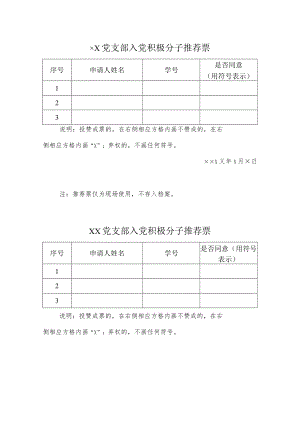 党支部入党积极分子推荐票.docx