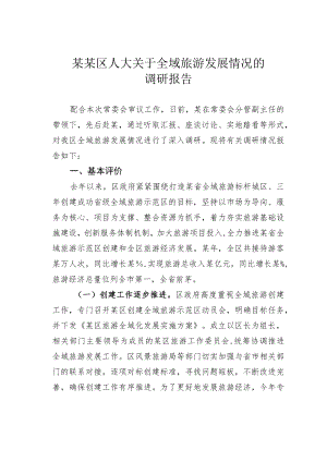 某某区人大关于全域旅游发展情况的调研报告.docx