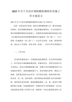 2022年关于全县区域核酸检测组织实施工作方案范文.docx