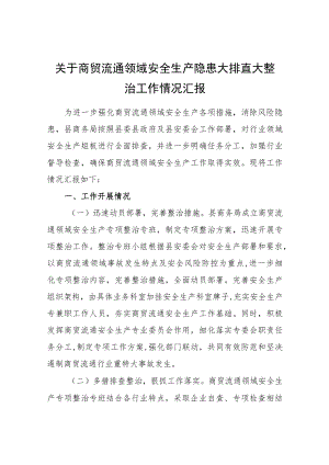 关于商贸流通领域安全生产隐患大排查大整治工作情况汇报.docx