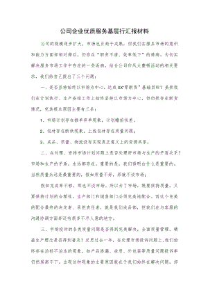 公司企业优质服务基层行汇报材料.docx