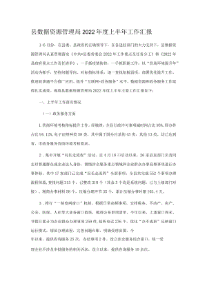 县数据资源管理局2022年度上半年工作汇报.docx