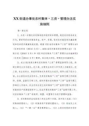 XX街道办事处农村集体“三资”管理办法实施细则.docx