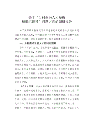 关于“乡村振兴人才短板和组织建设”问题方面的调研报告.docx