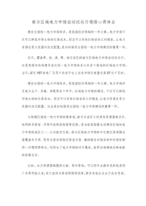南方区域电力市场启动试运行感悟心得体会.docx