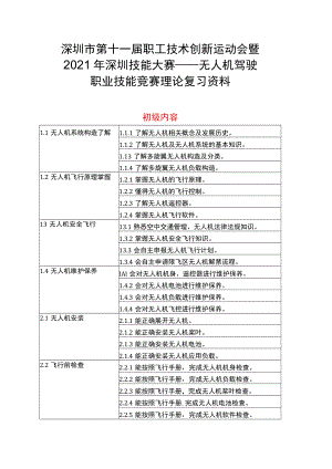 深圳市第十一届职工技术创新运动会暨2021年深圳技能大赛——无人机驾驶职业技能竞赛理论复习资料.docx