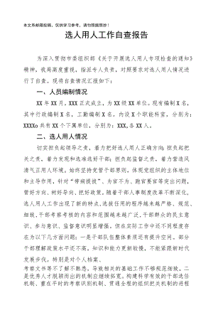 选人用人工作自查报告（范文）.docx