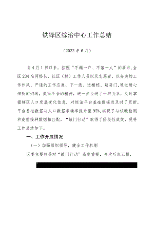 铁锋区综治中心工作总结.docx