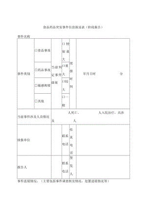 食品药品突发事件信息报送表.docx