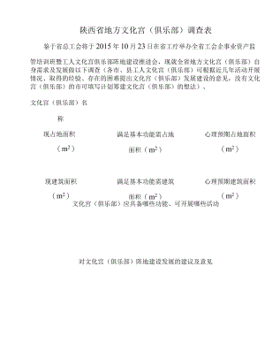 陕西省地方文化宫俱乐部调查表.docx