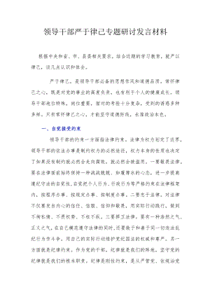 领导干部严于律己专题研讨发言材料.docx