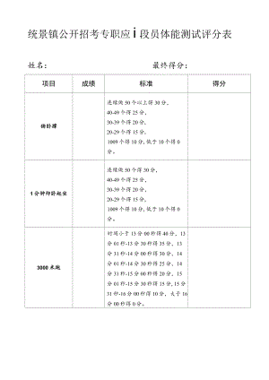 统景镇公开招考专职应急队员体能测试评分表.docx