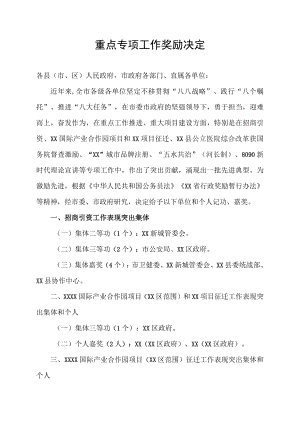 重点专项工作奖励决定.docx