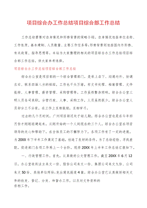项目综合办工作总结项目综合部工作总结.docx