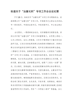 街道关于“治重化积”专项工作会会议纪要.docx